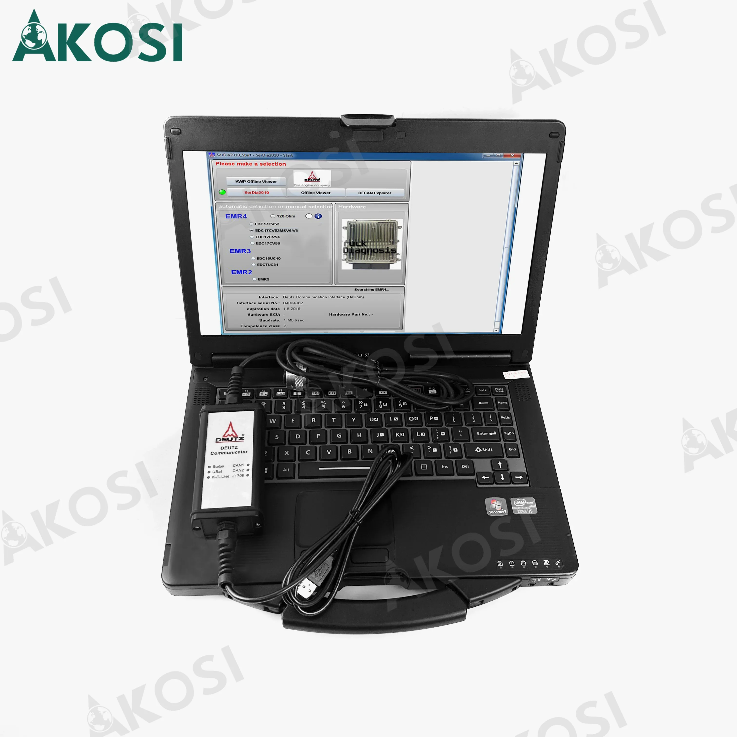 CF53 laptop For DEUTZ DIAGNOSTIC KIT for DEUTZ DECOM Diagnosis Scanner Deutz SerDia controller EMR234 full level Diagnosis tool