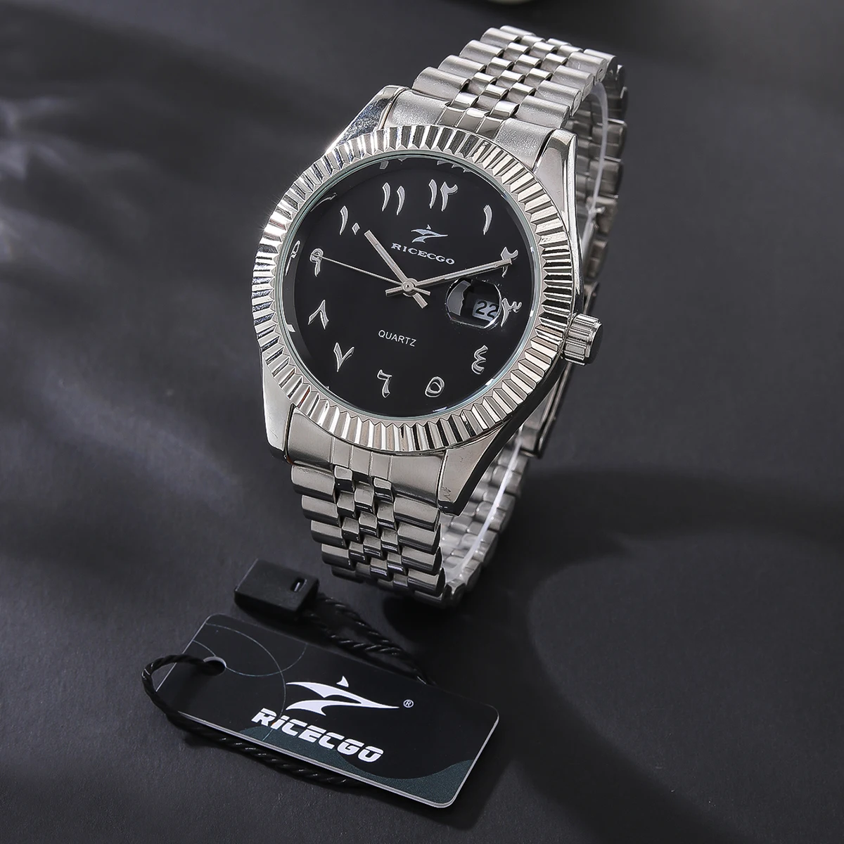 RICECGO Sport Edelstahl Quarzuhr Herrenmode Luxus Business Armbanduhr Chronograph Reloj für Männer Frauen Geburtstagsgeschenk 6