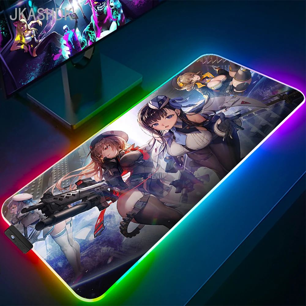 

NIKKE：The Goddess of Victory Mouse Pad LED Anime Girl Cute Office Cool Deskmat With Backlight RGB Keyboard luminescence Mousepad