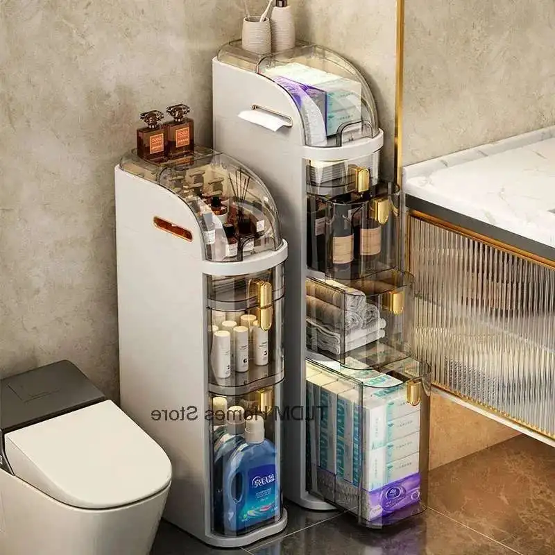 

Nordic Storage Cabinet Bathroom Ultra-narrow Gap Storage Racks Minimalist Home Bathroom Furniture Drawer-type Organizers Shelves