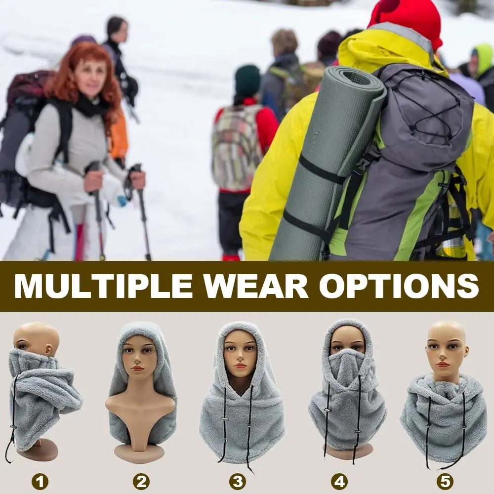 Sturmhaube, windabweisende Winter-Gesichtsmaske, Fleece-Skimaske für Männer und Frauen, warme Gesichtsbedeckung, Mütze, Schal – Detail 4