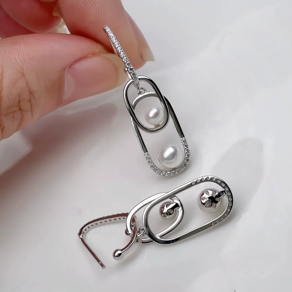 

Элитные роскошные серьги с натуральным жемчугом AAAA7-8 мм, серебро 925 пробы.