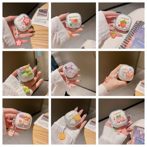 Cute Cartoon Clear Cover For Samsung Galaxy Buds FE Buds 2 Pro Live Buds2 Case Lovely Bracelet Funda For Samsung Buzz 2 Pro Case