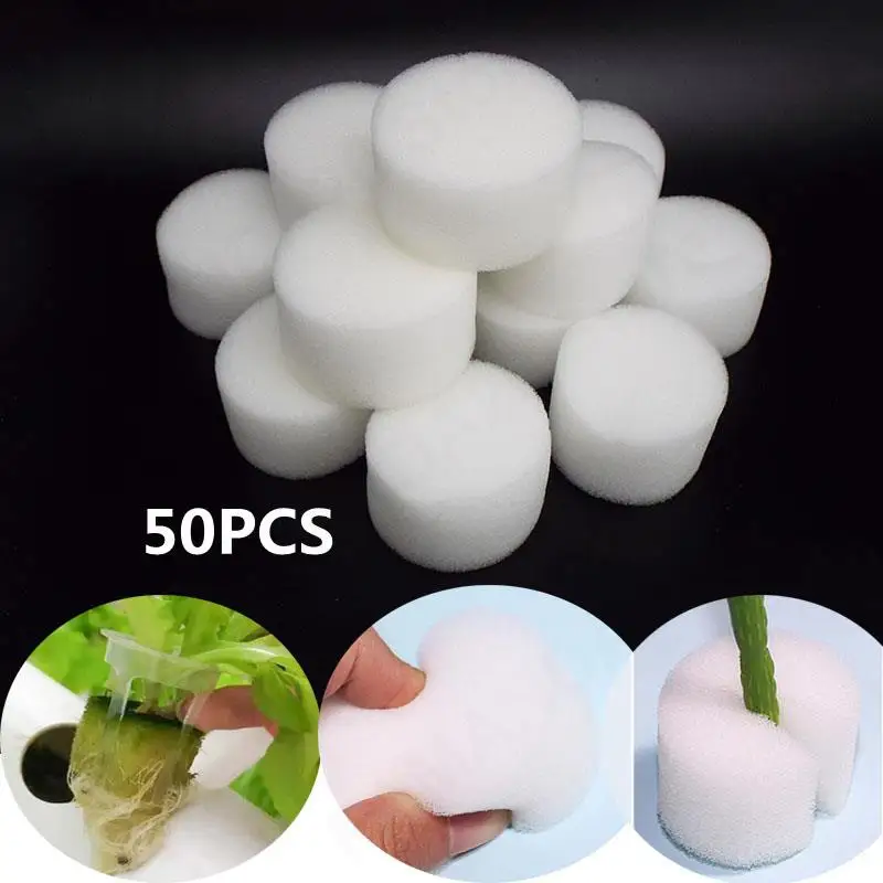 

50pcs White Sponge for Hydroponic Baskets Garden Vegetable Soilless Planting Sponge Nursery Pots Foam Plants Root M20