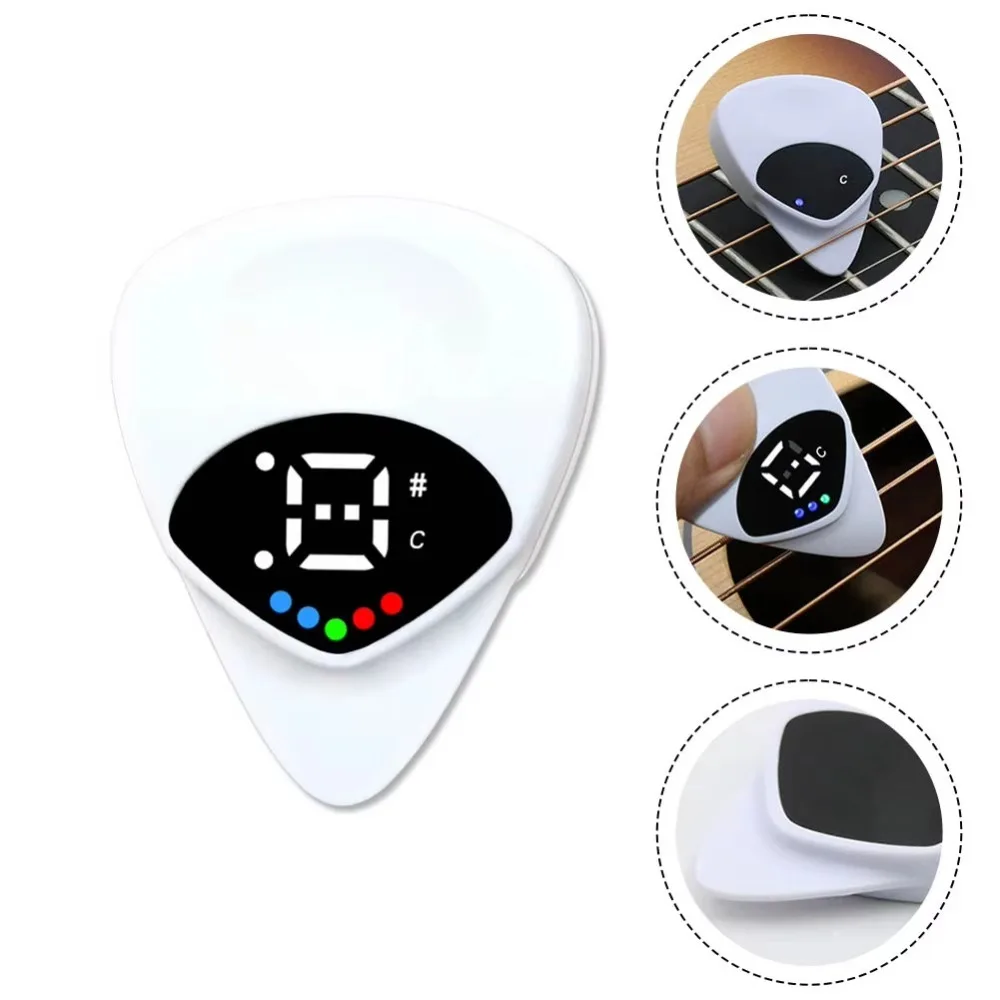 2-in-1 Guitar Pick & Tuner Combo Small 12-Tone Equal Temperament Multi-function Tuner ABS Instrument Accessories