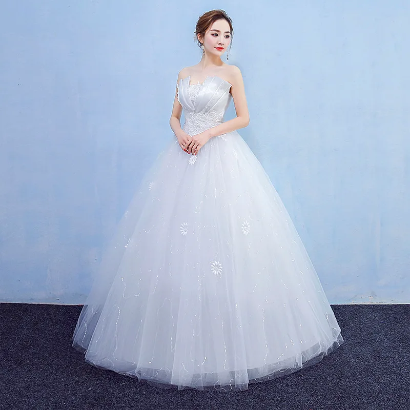 Nuovi abiti da sposa per le donne stile coreano semplice abito da sposa tubo superiore lunghezza del pavimento Plus Size abito da sposa Vestidos De Novia