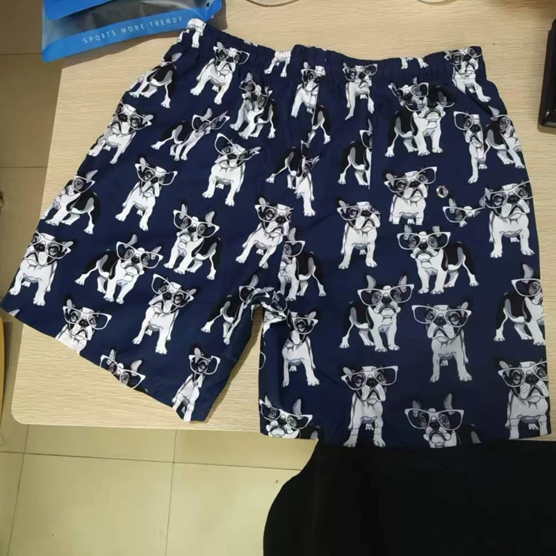 

2026 Fashion real shot beach pants men's quick-drying through cartoon printing loose four-quarter casual hot spring shorts S1906