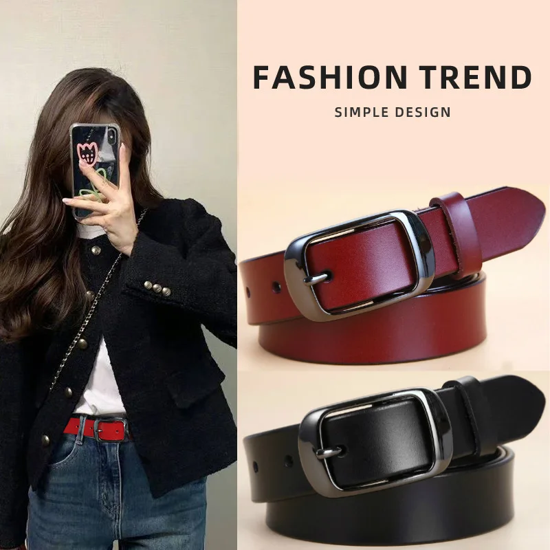 

Women's Leather Belt Retro All-match Decoration Casual Pants Jeans Cowhide Belt Student Waistband Advanced Designer Belt