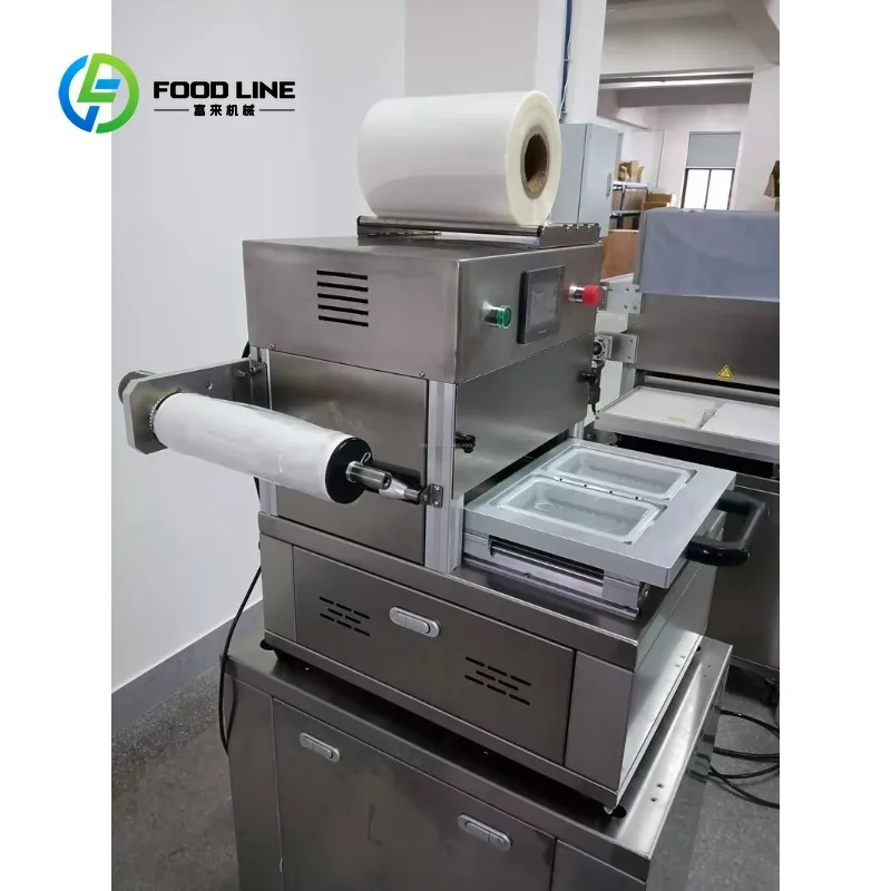 customized industrial vacuum skin tray sealer machine adjustable speed for meat seafood fresh produce packaging
