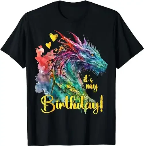 It's my Birthday Dragon Themed Dragons Lover Watercolor T Shirt SweaT 49517