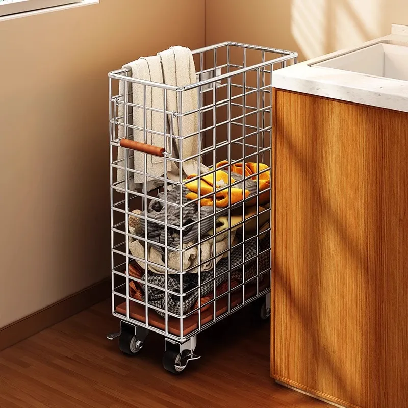 

Household Antique Style Crevice Dirty Clothes Basket Smooth Edges And Corners Yoga Mat Storage Rack Anti Static Handle Shelf