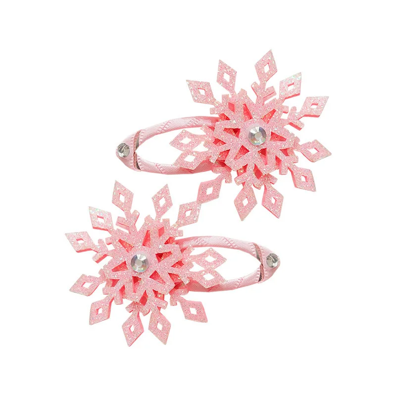 2PCS New Princess Snowflake Girls Hairpins Children Lovely Headwear Hairgrip Hair Clips Barrettes Hair Accessories