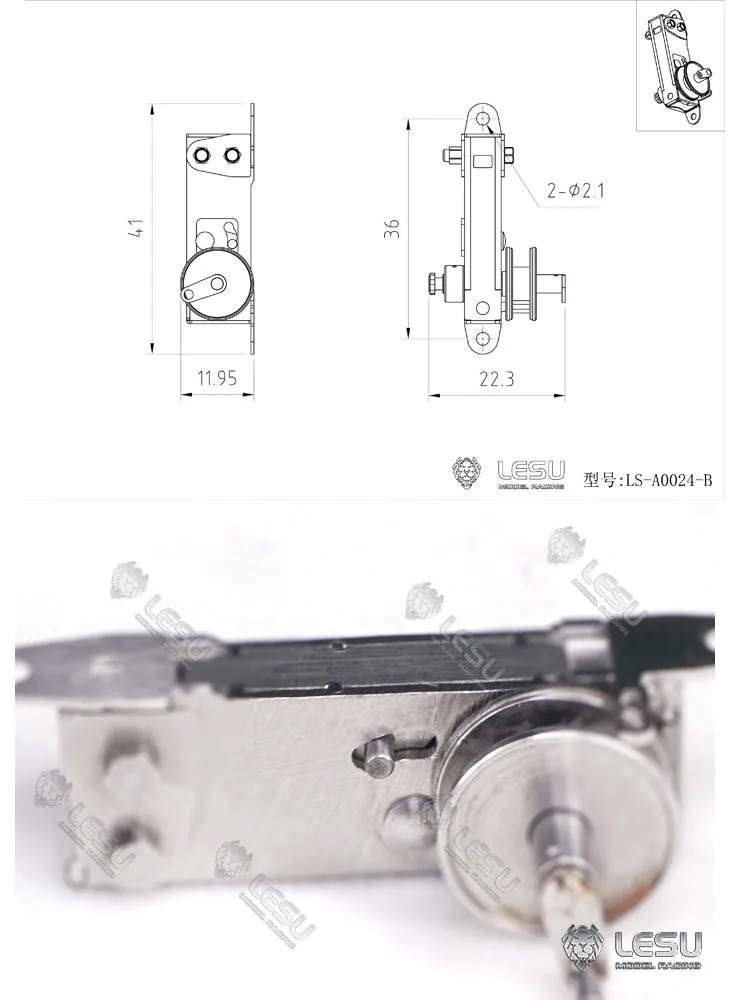 LESU RC Parts Handbetriebene Metallwinde für ferngesteuerte Muldenkipper im Maßstab 1:14, Tamiya Traktoranhänger, DIY-Modell TH16935 – Detail 6