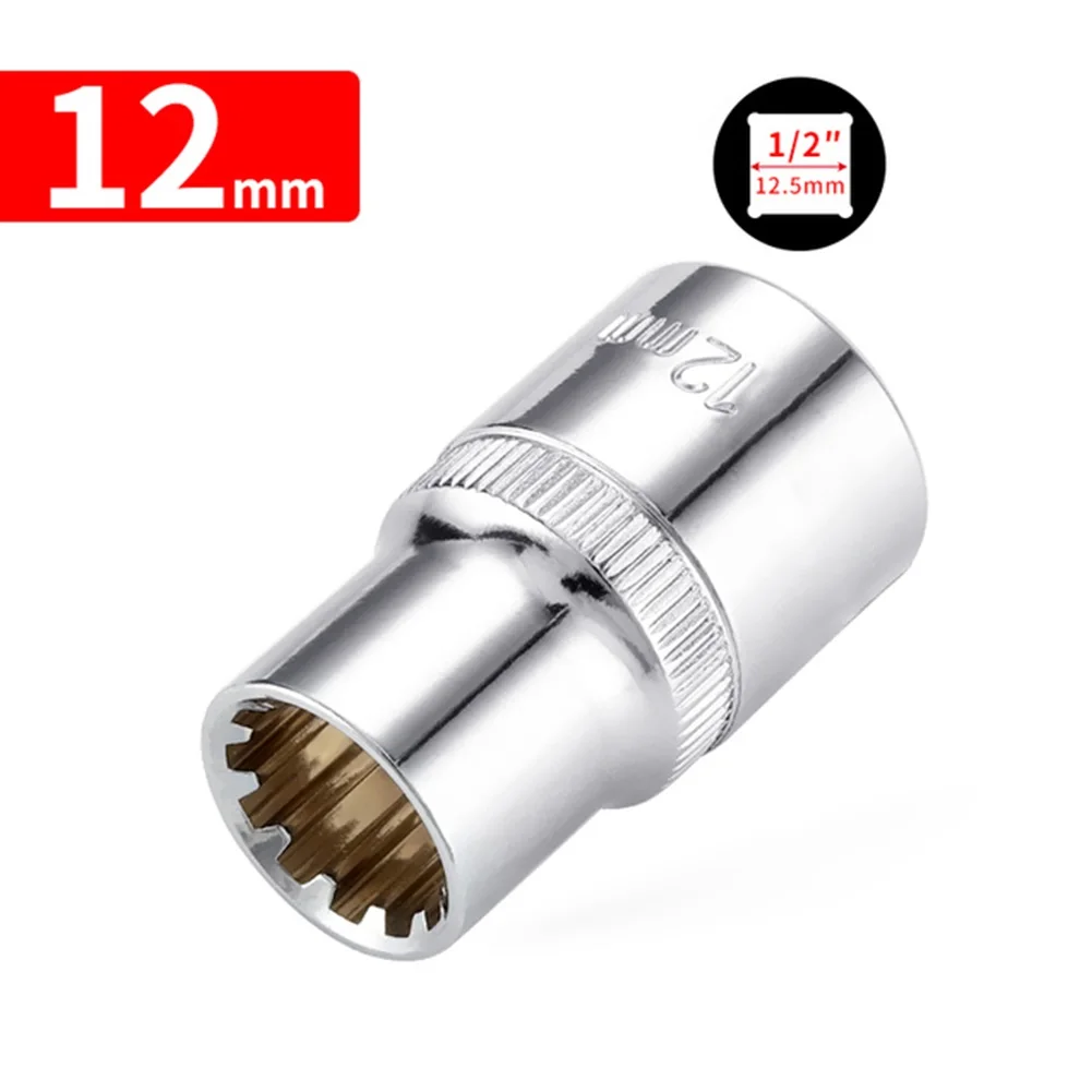 12 titik kepala soket pendek 8-32mm krom Plating baja Vanadium krom kunci pas soket adaptor Bit baru