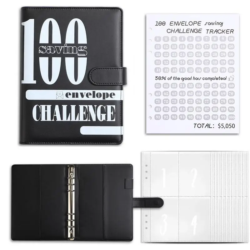 

100 Envelopes Money Saving Challenge Budget Binder Password Lock Money Saver For Cash Cost Expense Organizer Notebook Binder