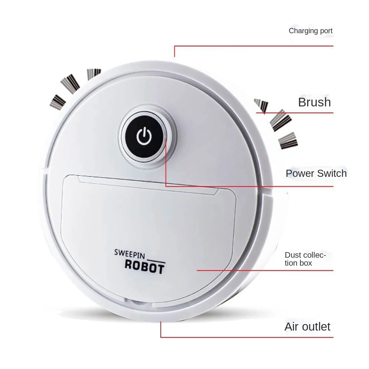 Robot aspirador automático 3 en 1, máquina de limpieza de barrido inalámbrico inteligente, carga, blanco