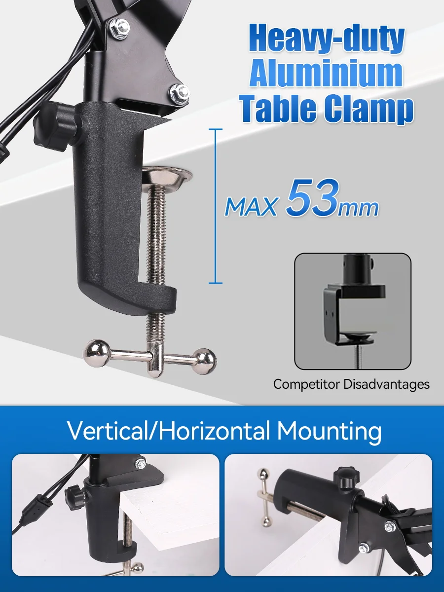 24w LED Desk Lamp Dimmable Reading FoldingTable Lamp Clip On Monitor light USB Double Head Lamp of Office Study Working Light