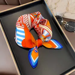 100% Nature Real Silk Square Scarf Women Luxury Brand Print Female Foualrd Scarves Neckerchief Bandana Neck Ties for Office Lady