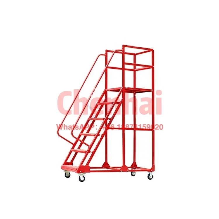 

OEM height 4,5m HEIGHT safety steel wide step ladder with handrail