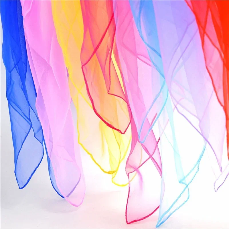 Soft Mesh Head Neck Solid Color Transparent Silk Scarf Women Luxury Spring Summer Stage Performance Square Towel Scarf for Women