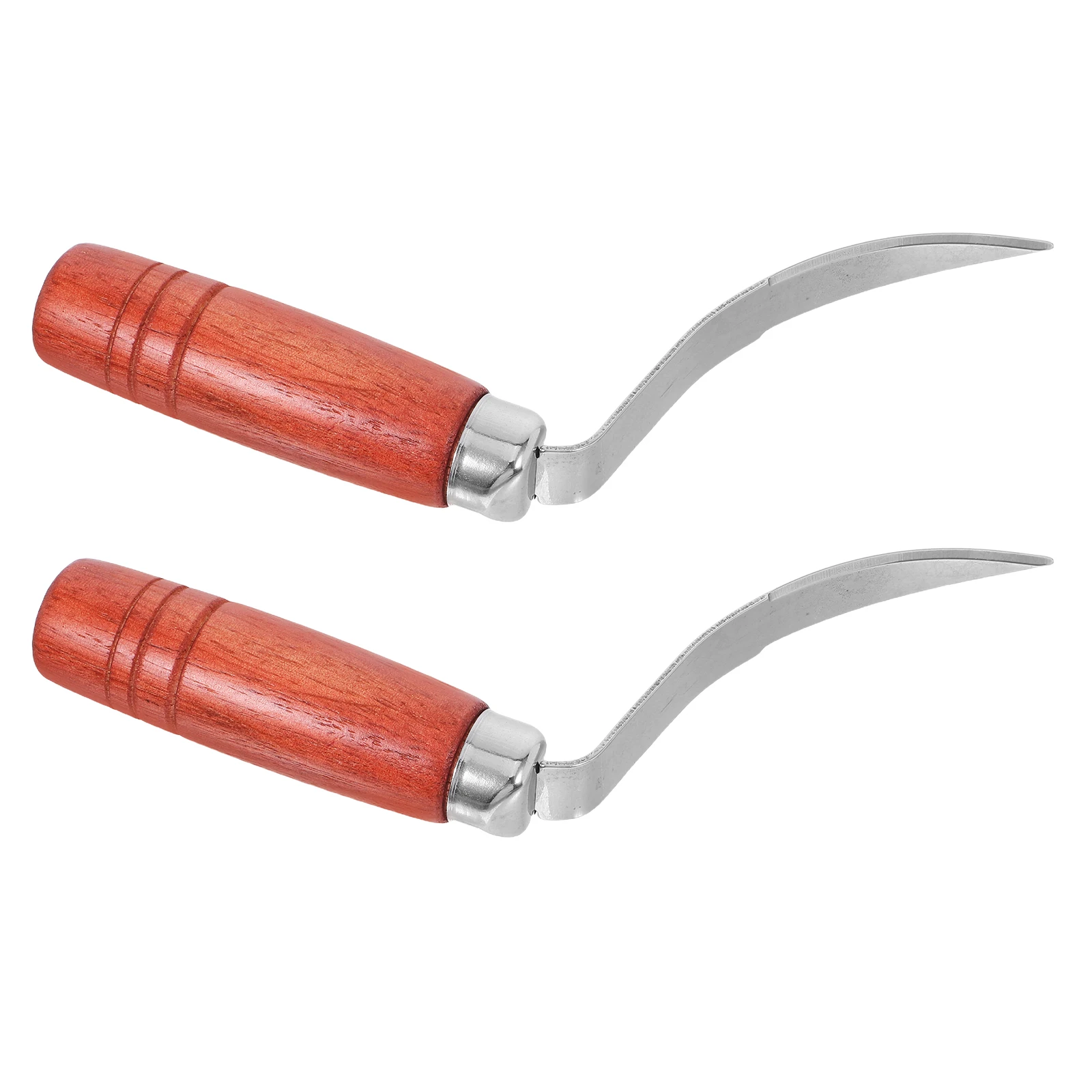 

2 Pcs Coconut Shell Opener Meat Remover Scraper Tool Steel Wooden Handle Removal