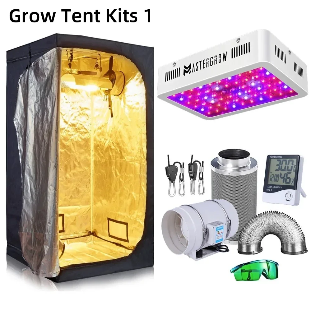 Hydroponisch kweeksysteem kweektent kit growbox 1000W full spectrum led kweeklamp 4 inch afzuigventilatoren koolstoffilter voor plantenkweek
