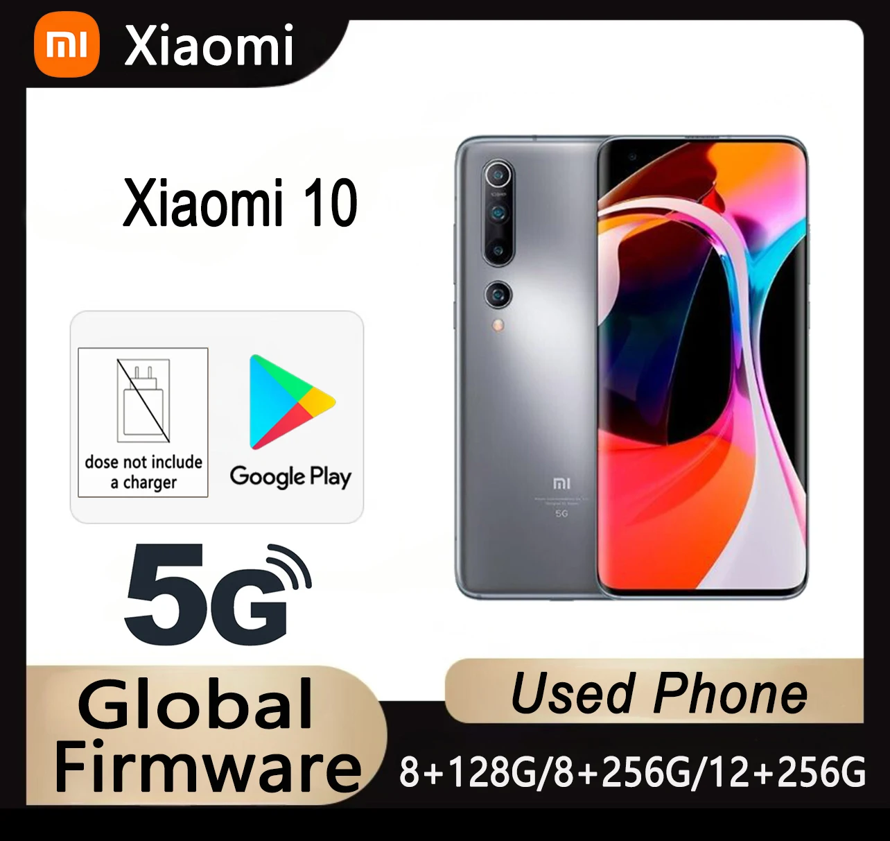 Xiaomi 10 Cellphone 5G Version Mobile Phone Snapdragon 865 4780mAh Battery Android Original redmi used phone