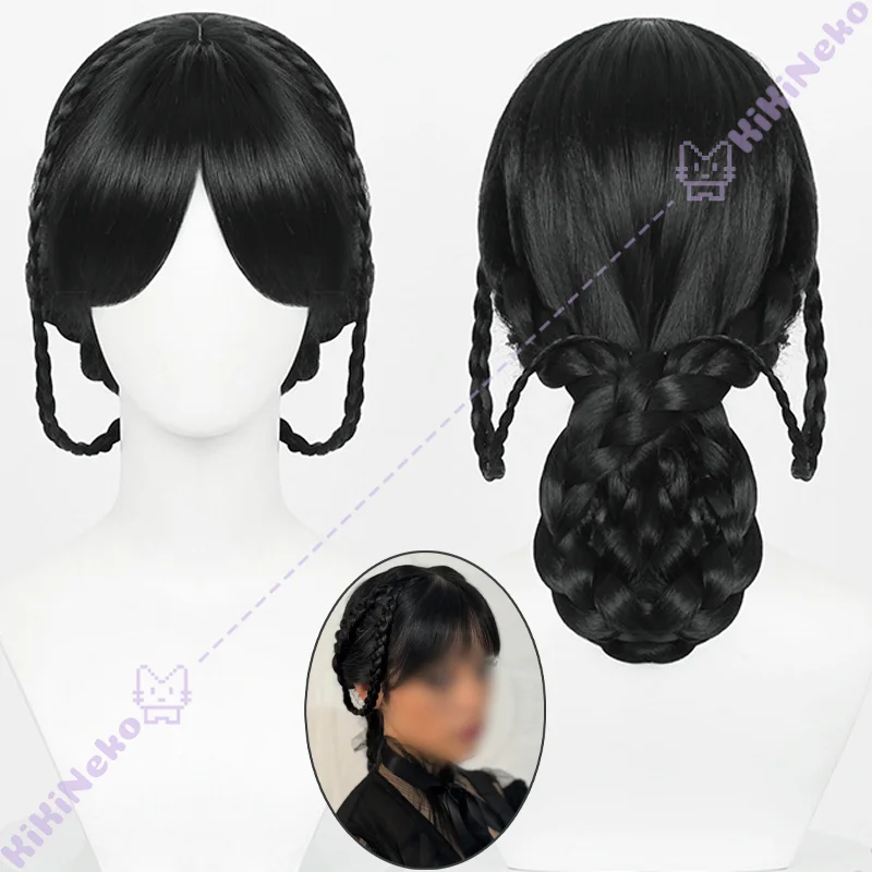 Quarta-feira cosplay peruca dança festa peruca trança trançado penteado cabelo para festa de halloween adulto feminino role play
