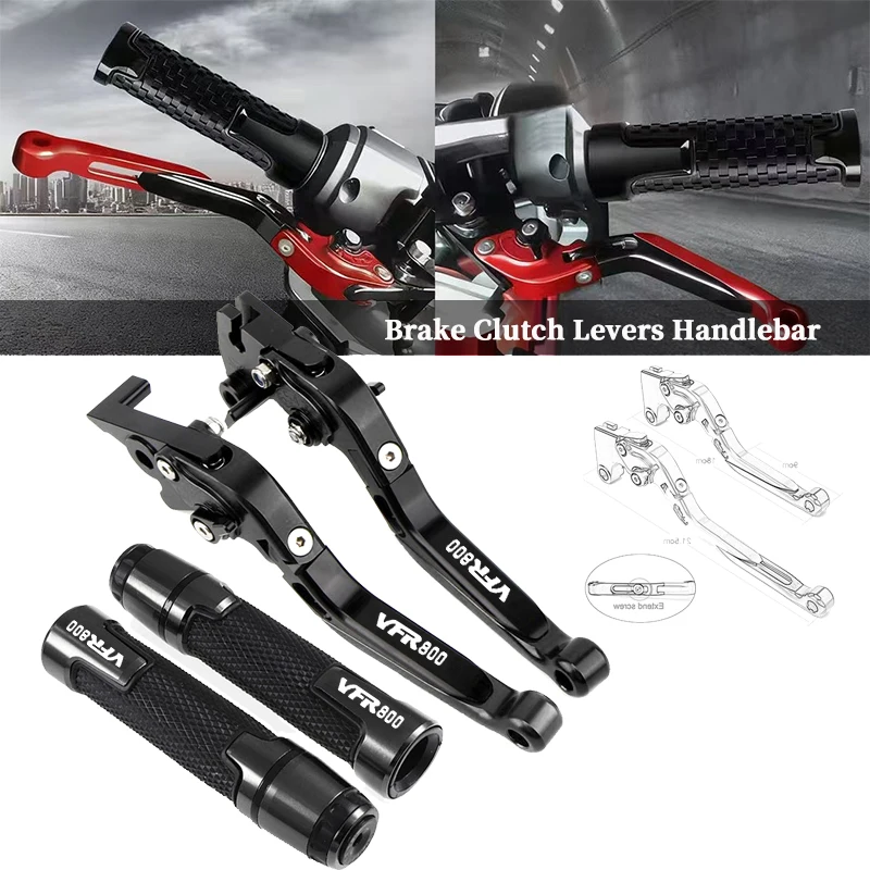 

Motorcycle Extendable Brake Clutch Levers Handlebar grips ends For VFR800 VTEC VFR 800 2002 2003 2004 2005 2006 2007 2008