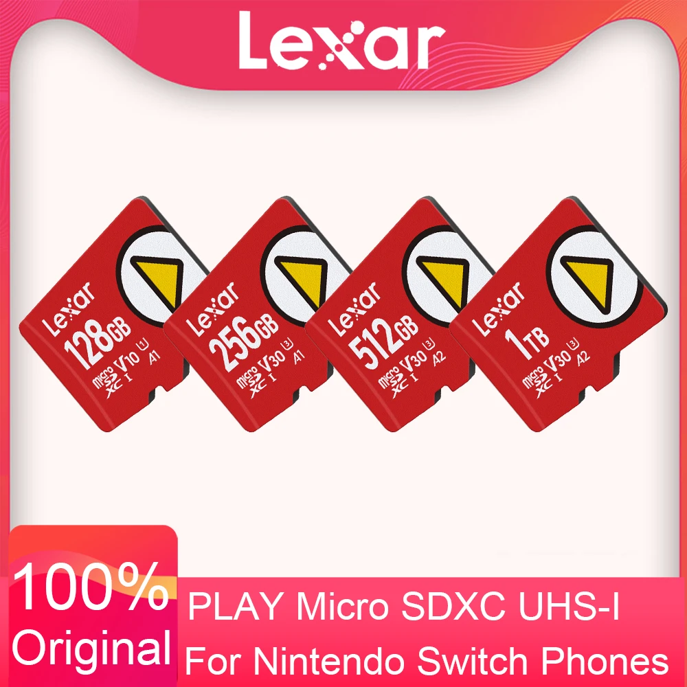 Карта памяти Lexar micro SDXC, 512 ГБ, 160 Мб/с, 128 ГБ, 256 ГБ Lexar micro SDXC Card 512GB High Speed 160MB/s 128GB USH-I 1TB Memory Card 256GB PLAY Micro SD Card Flash Card for Game machine