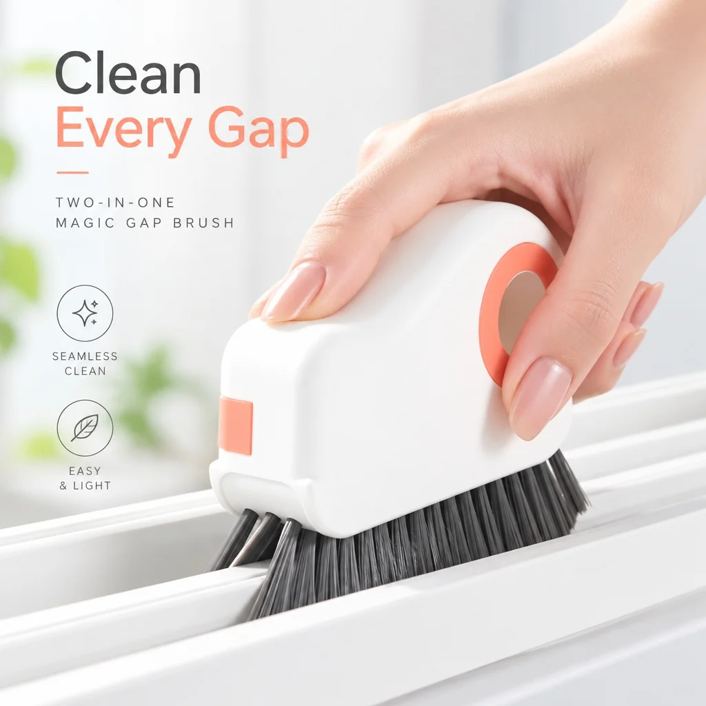 1pc 2 in 1 Window Groove Cleaning Brush Door Groove Cleaning Tool Sliding Door Track Floor Gap Brushes Hand-held Crevice Cleaner