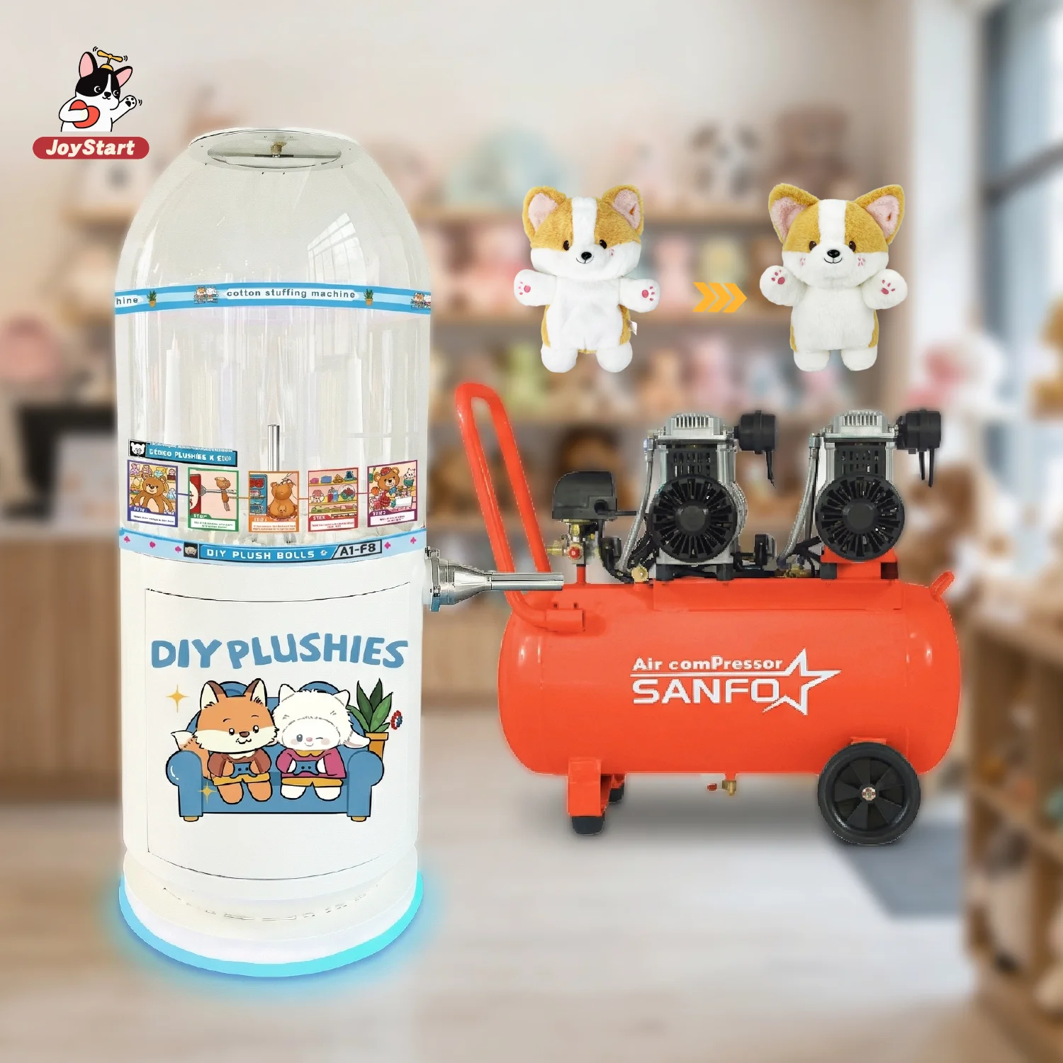 Electric Plush Toy Stuffing Machine Semi-Automatic 1600W Motor With Compressor For Keychain Pendant Large Pillow Filling ROHS CE