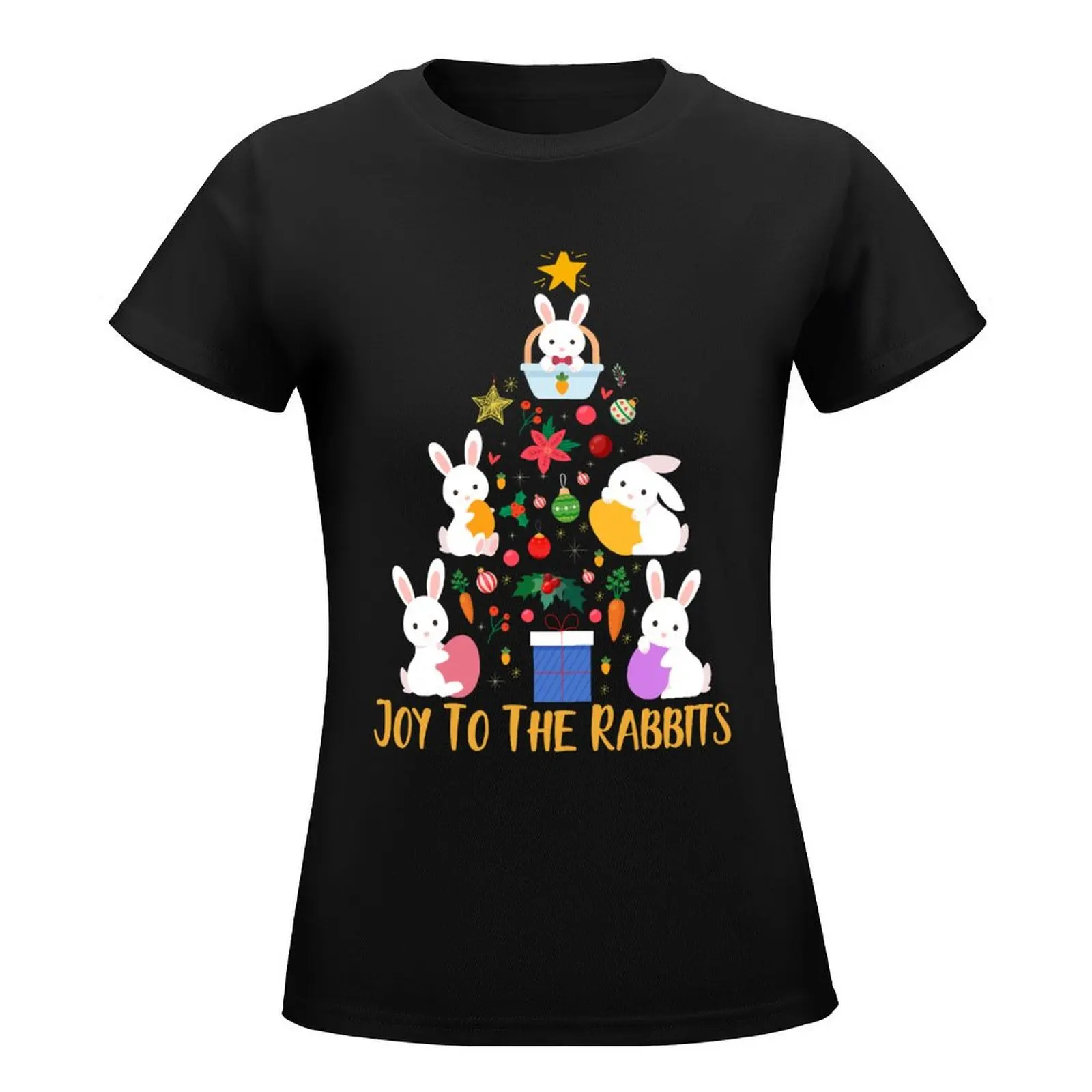 Joy To The Rabbits Christmas Tree T-Shirt hippie clothes summer tops cute clothes funny clothes for woman