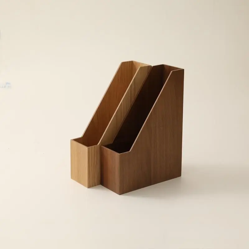 Japanese retro new wooden desktop storage box Office hotel living room Creative wooden reading stand A4 book stand