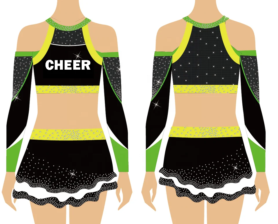 Costume da ballo uniforme da cheerleader, outfit sportivo, formato personalizzato, mini ordine, 1 set