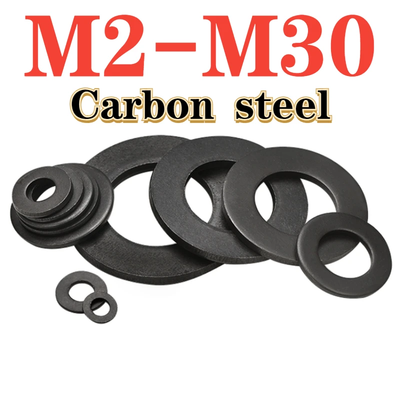 8.8 Grade High-Strength Black Carbon Steel Flat Washer M2 M2.5 M3 M4 M5 M6 M8 M12 M14 M16 M18 M20 M22 M24 M27 M30 Flat Washer