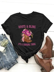 Boots and Bling its a Cowgirl Thing Cute Love Country Life T-Shirt t-shirty dla kobiet koszulki graficzne śmieszne koszulki graficzne dla kobiet