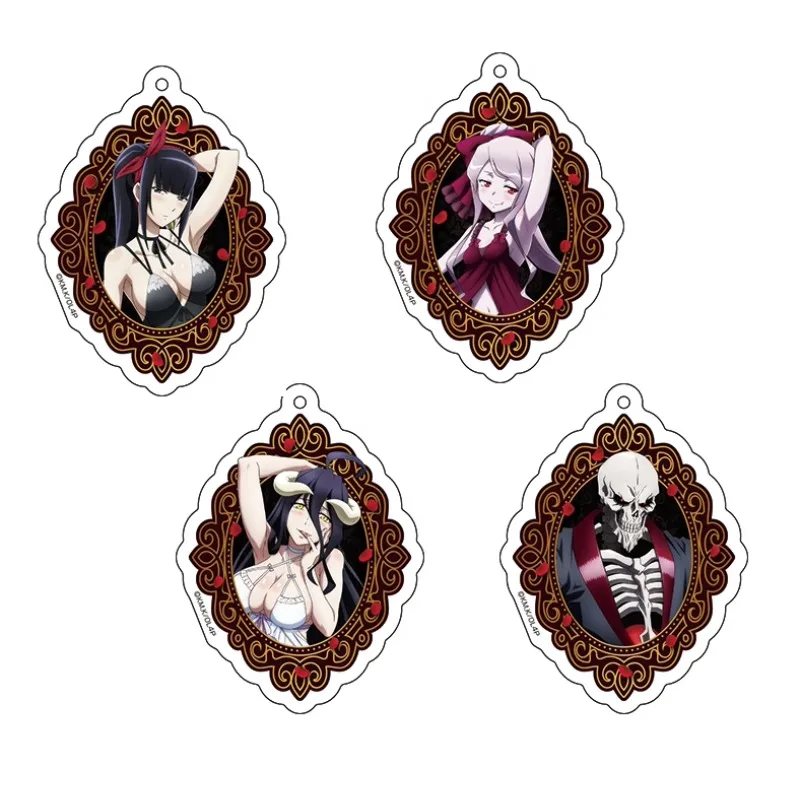 Game Ainz Ooal Gown Albedo Shalltear Bloodfallen Narberal Keychain Doll Anime Acrylic Keyring Pendant for Gift