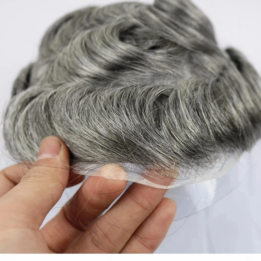 0.04MM Invisibility Ultra Thin Skin Prosthetic Male Toupee 100% Natural Light Brown Grey #220 #540 1b80 Human Hair Wigs For Man