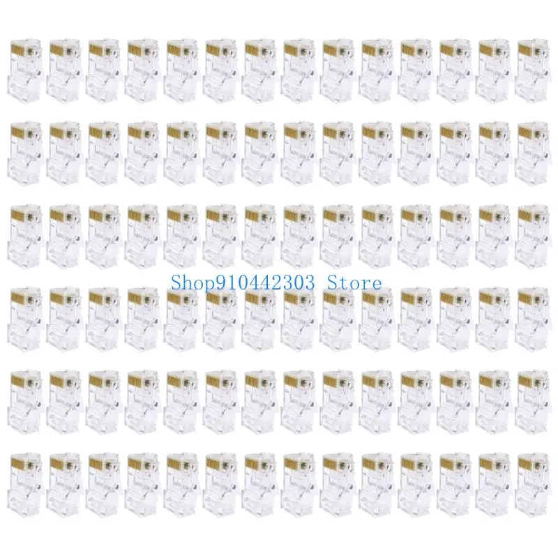 

652F 100PCS Unshielded RJ45 Modular Plugs Cat5e Networking Cable Connectors with Injection Molded Housing