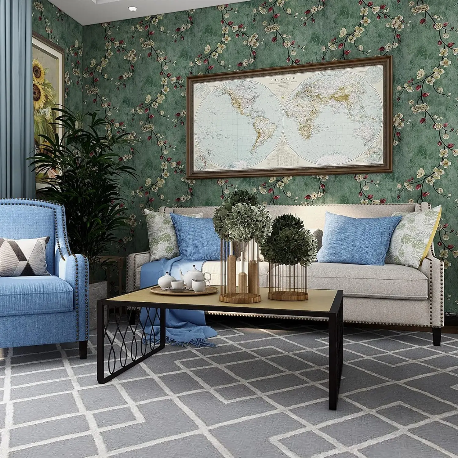 Самоклеящиеся обои с цветочным рисунком для спальни