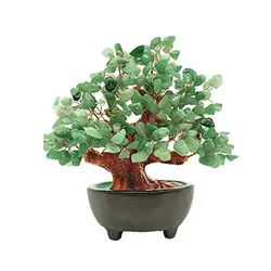 Árbol de dinero de cristal de cuarzo de 7 pulgadas, bonsái, decoración de gemas de Feng Shui para riqueza y suerte