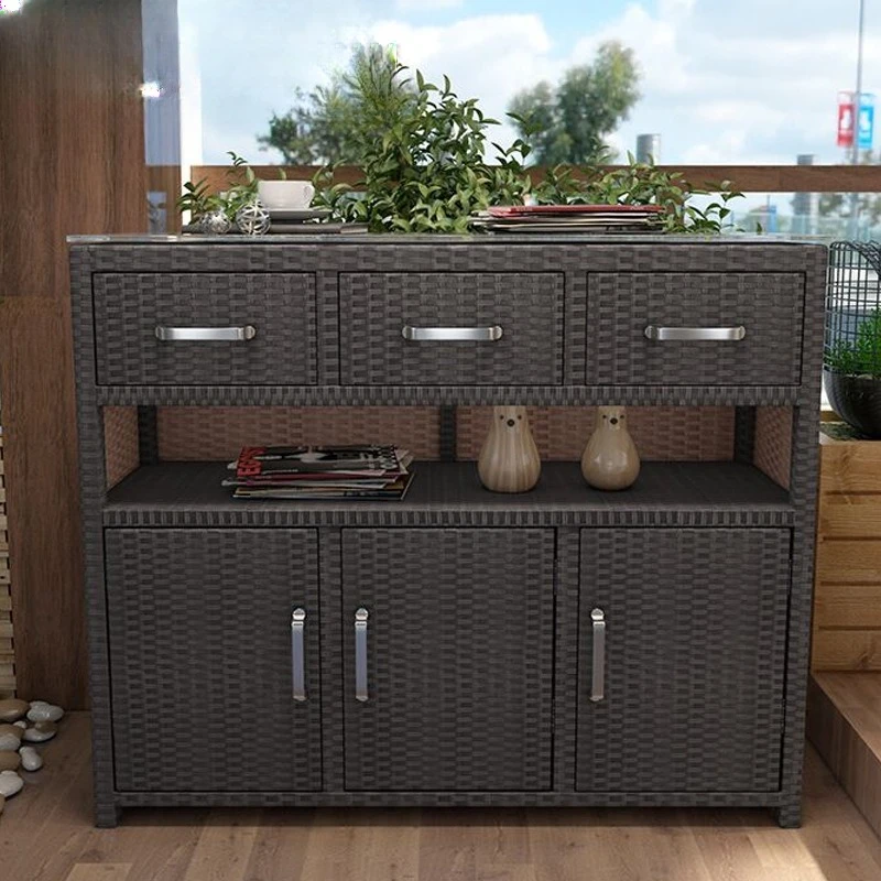 

Outdoor Garden Waterproof Sunscreen Rattan Multifunctional Shoe Cabinet Balcony Courtyard Villa