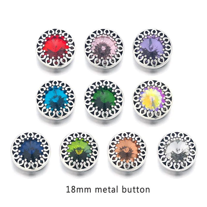 Hot w052 Crystal 3D 18mm 20mm Metal Snap Button For Bracelet Necklace Interchangeable Jewelry Women Accessorie Findings