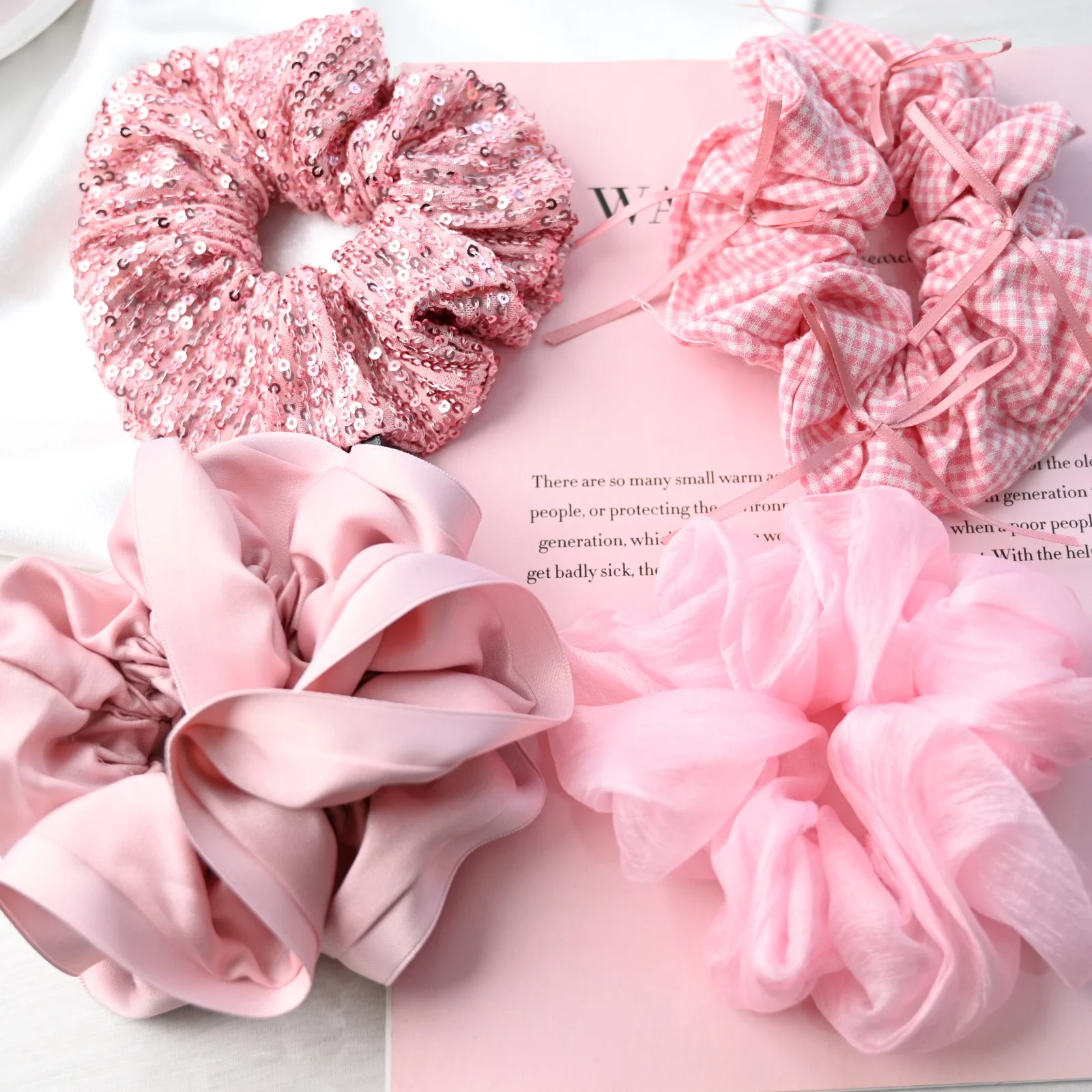 

Pink Hair Scrunchies Pinky Hair Accessories Lovely Headwear Elastic Hair Bands for Girls and Women Hairties Scrunchy