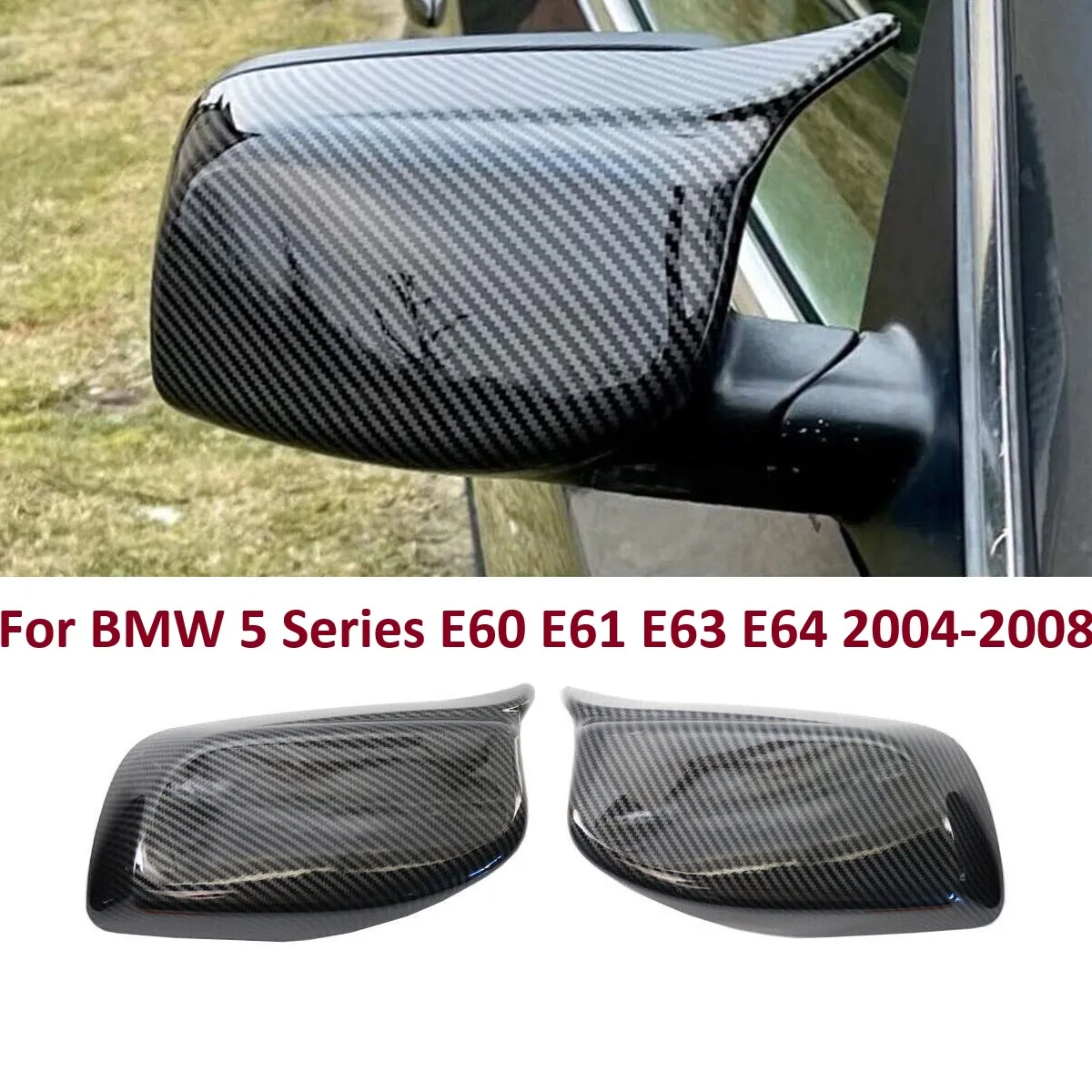 

Rearview Mirror Cover Cap Carbon Fiber / Black for BMW 5 Series E60 E61 E63 E64 2004-2008 520i 525i 528i 528xi 530i