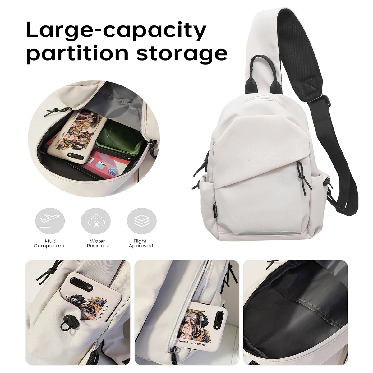 Neue Outdoor-Umhängetasche mit großem Fassungsvermögen, stilvolle und schlichte Damen-Brusttasche, trendige und vielseitige Schultertasche für Studenten, unisex und grenzübergreifend. – Detail 5