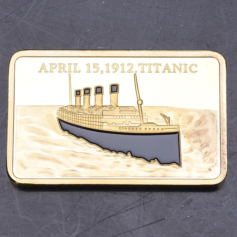 April 15,191 Titanic Gold Plated Bullion Bar In Memory Of Titanic Victims With Ship Pattern For Collecting Gifts