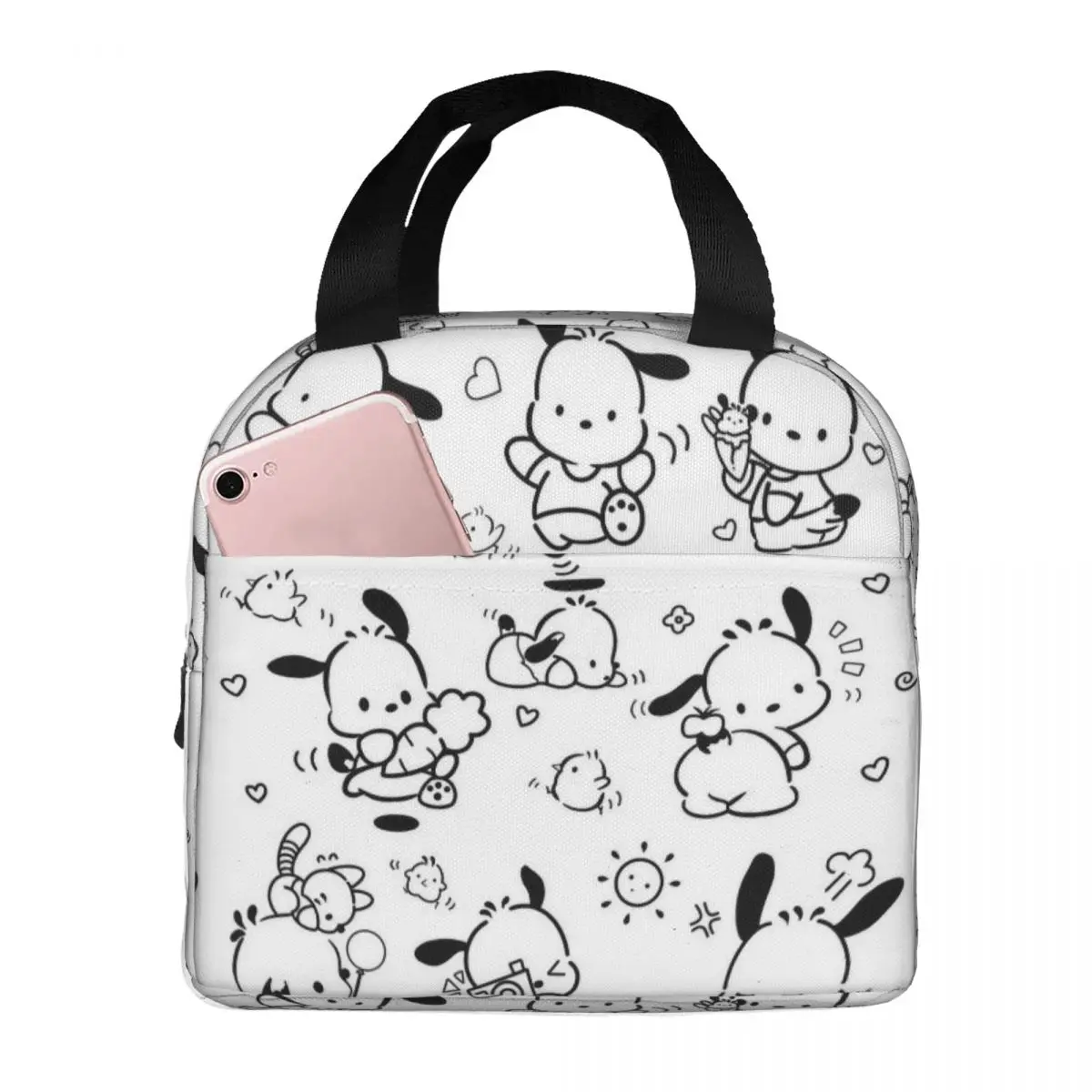 Pochacco Cartoon Insulated Lunch Bag Leakproof Kawaii Dog Lunch Container Thermal Bag Tote Lunch Box Office Picnic Bento Pouch