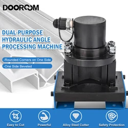 DOOROOM Hydraulic Angle Iron Chamfering Machine Angle Steel Cutting 45° 2in1 Processing DJ-55 Rounded Corners Cutter Weld Cut